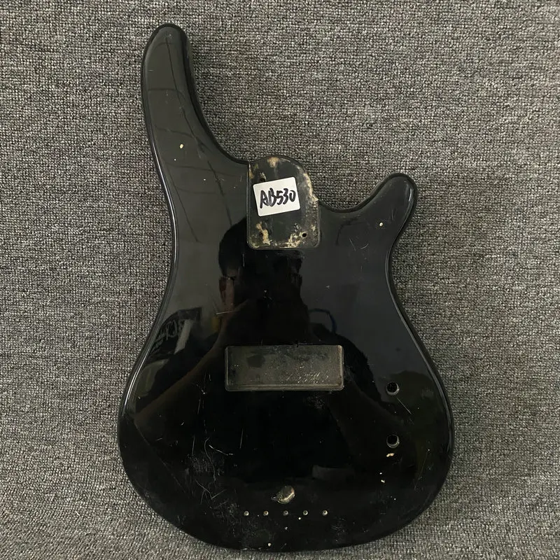 

AB530 DIY Guitar Parts 5 String Electric Bass Body in Black Color with Damages and Dirty in SOlid Wood Special Sales