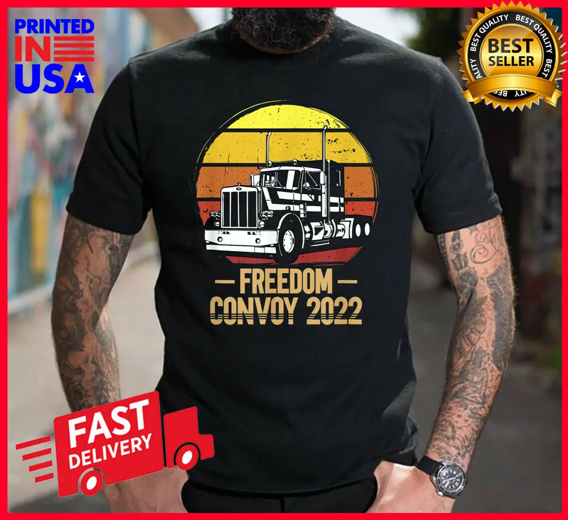 

Freedom Convoy 2022 Canada Truckers Supporter T-shirt Black Short Sleeves