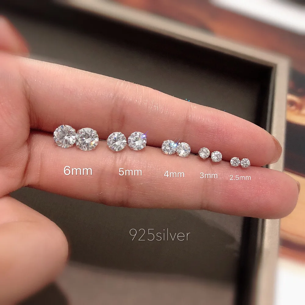 

S925 Pure Silver Mini Naked Diamond Stud Men and Women Zircon Stud for Bone Cute Earrings Bling Bling Crystal Korean Earrings