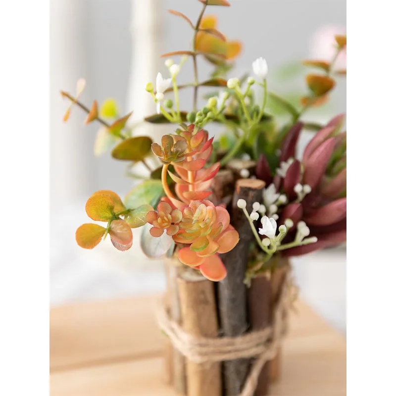 TingKe-японский искусственный цветок ручной работы зеленое растение украшение в