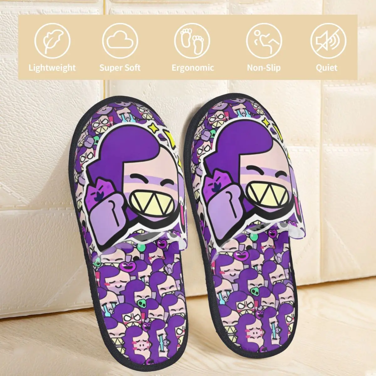 Зимние домашние тапочки Brawll Emz Spike Squeak мягкие меховые шлепанцы с героями