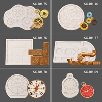 clock gear fondant silicone mold compass mechanical clock parts mould chocolate decorative mould cake decoration accessories