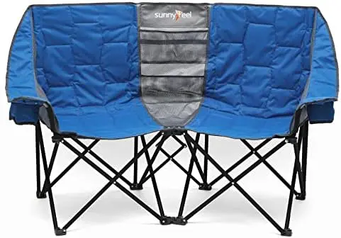 

Double Camping Chair, Loveseat Chair, Heavy Duty Portable/Foldable Lawn Chair with Storage for Beach/Outdoor/Travel/Picnic, Duo