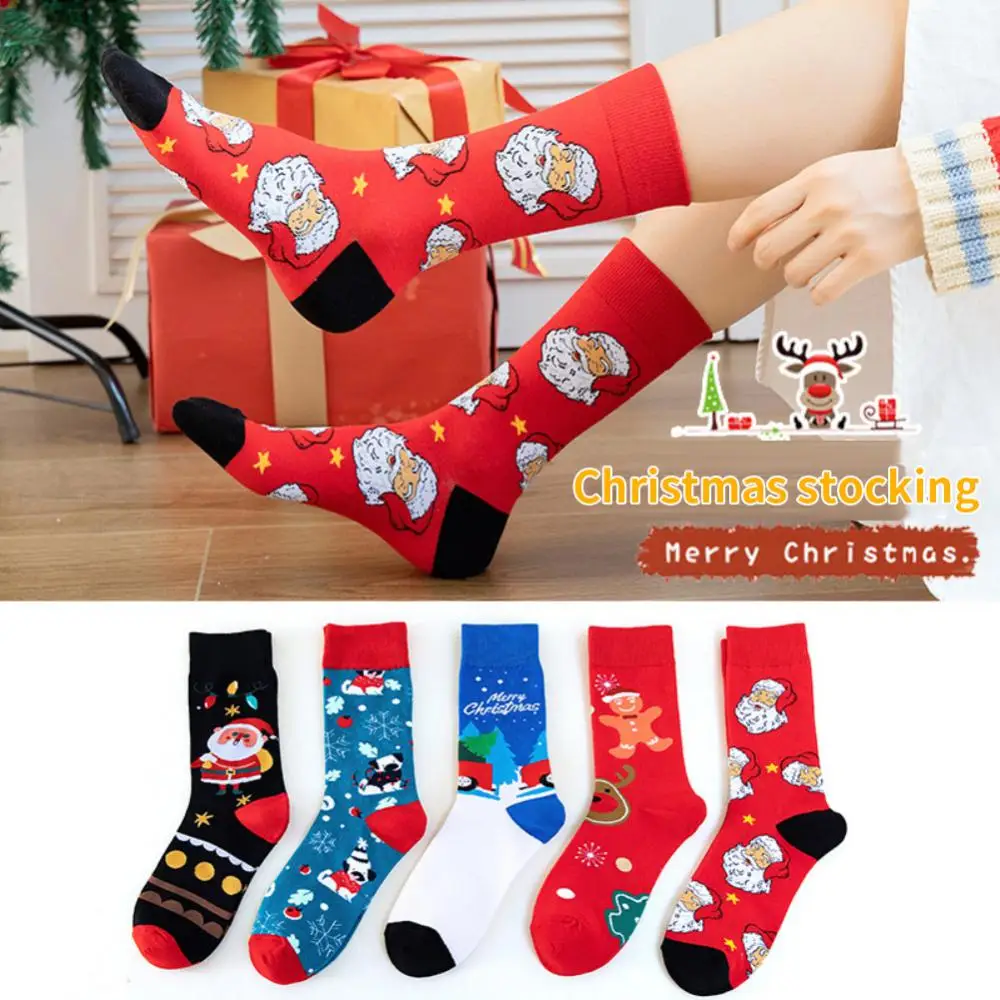 10Pairs Cotton socks Autumn Winter Christmas woman Socks Funny New Year Santa Claus Cotton Happy New Year Men Socks wholesale