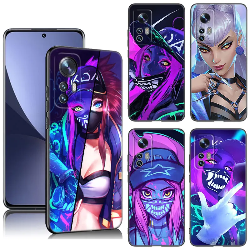 Чехол для телефона Kda Kaisa Ahri Akali для Xiaomi Mi 8 9 SE 10 10T 11 12 13 Lite 9T 11T 12S 12T 13 Pro 12X 11i, Черный силиконовый чехол