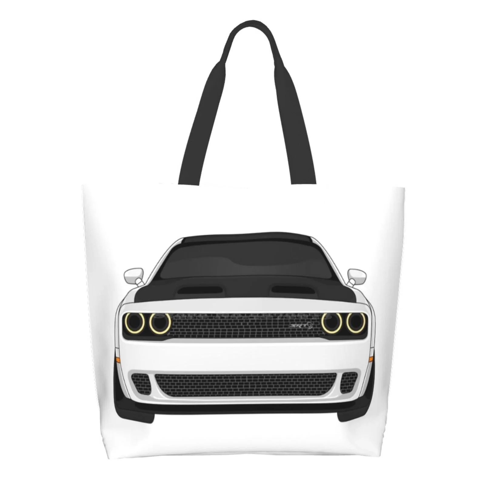 

Dodge Challenger (White) Large Size Reusable Foldable Shopping Bag Hellcat Challenger Mopar Srt Charger Car Hemi Muscle Car