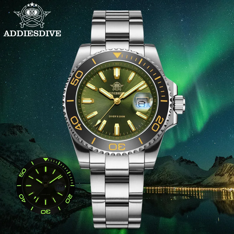 ADDIESDIVE 41 мм часы для мужчин 20Bar AD2510 супер светящиеся reloj hombre relogio masculino мужские стальные водонепроницаемые кварцевые часы (art.: 3920cfcc23657) - 3920cfcc23657