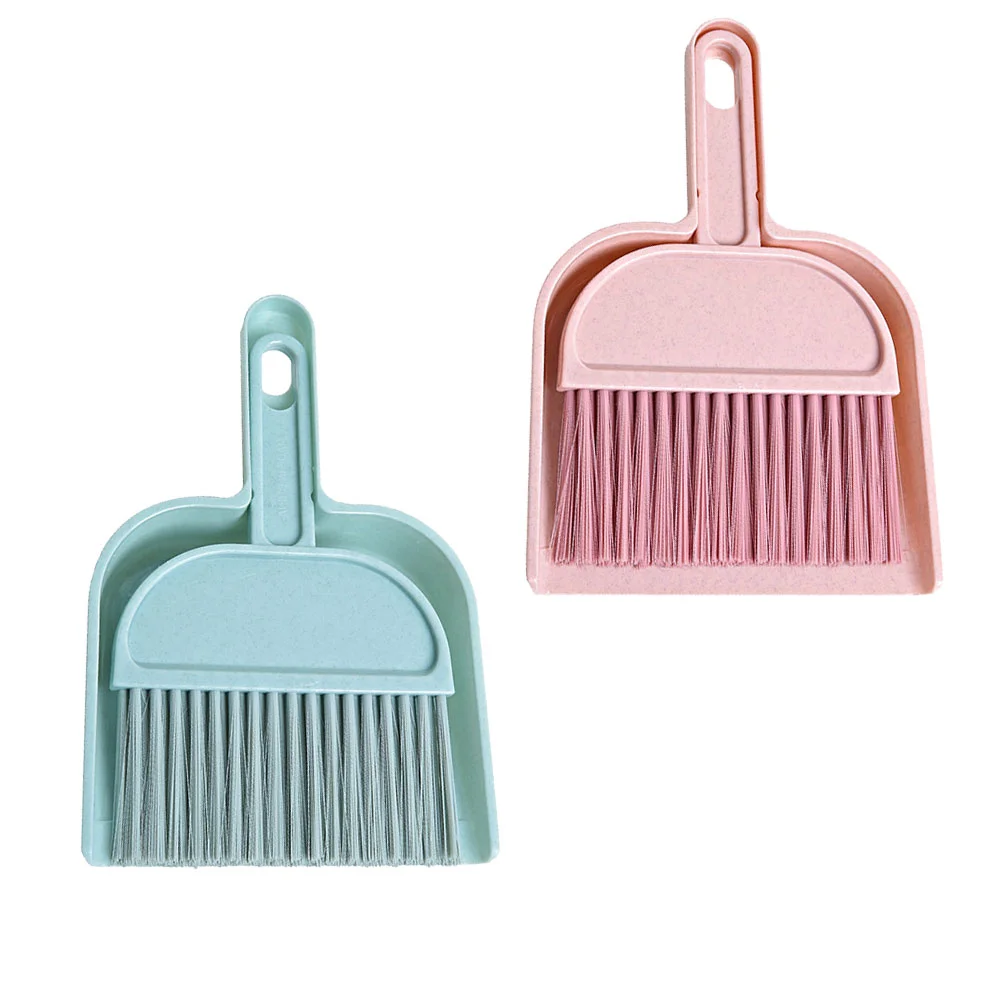 

2 Sets of Mini Broom and Dustpan Sweeping Tool for Home Office Desktop Keyboard Cleaning (Blue and)