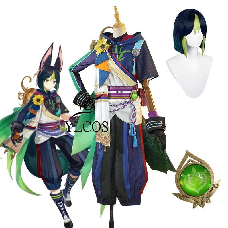 

Костюм для косплея из аниме «геншин ударт теснари», парик, униформа на Хэллоуин для мужчин, женщин, мужчин и девочек, костюм унисекс