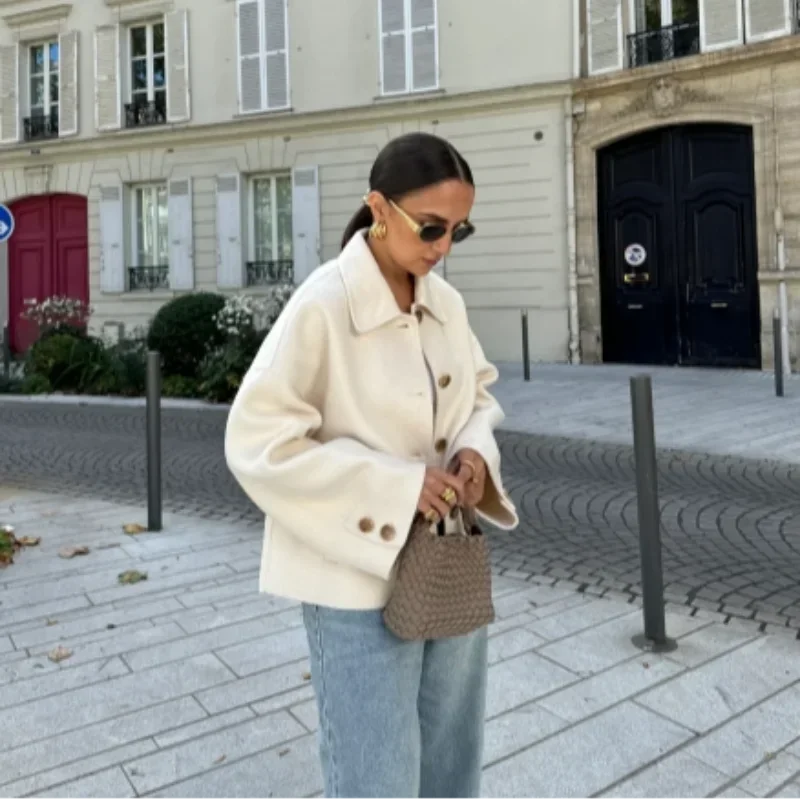 Модная однотонная однобортная демисезонная куртка с лацканами для женщин