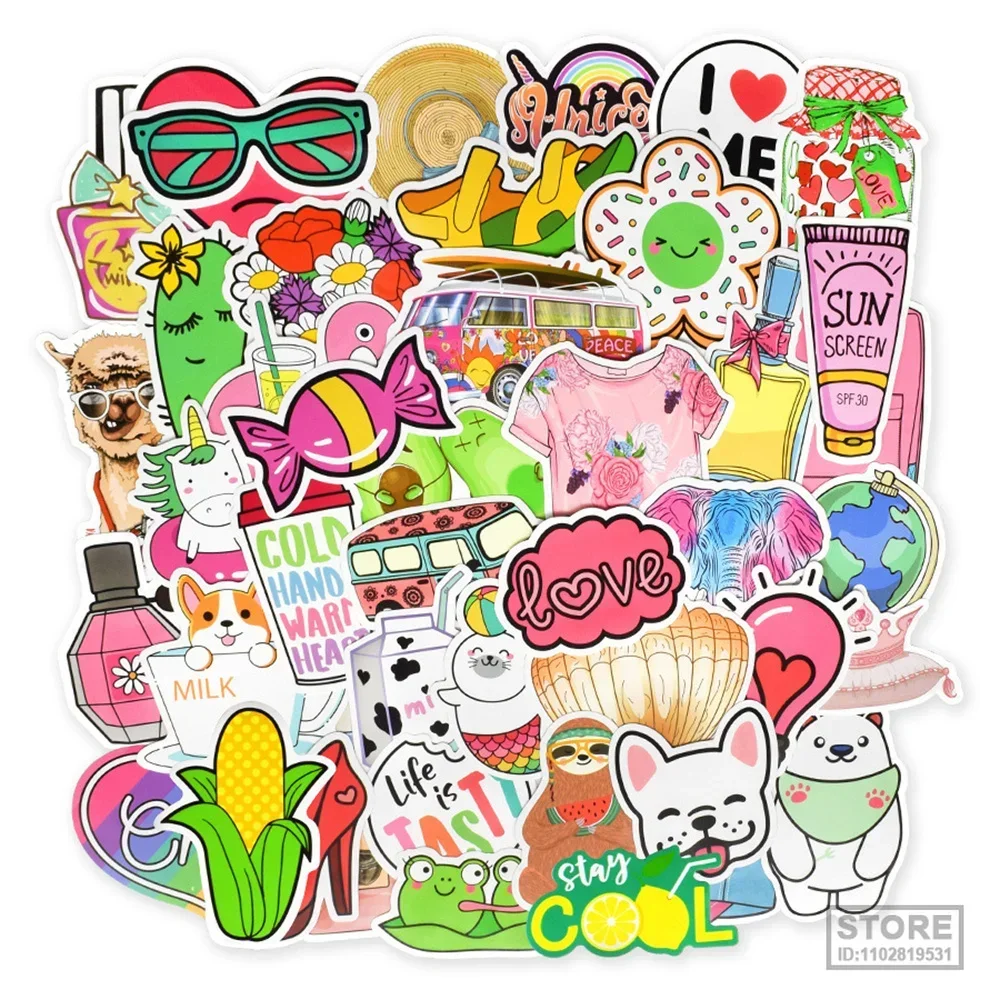 

50 шт., водонепроницаемые наклейки на гитару, мотоцикл, чемодан, скейт, велосипед, ноутбук