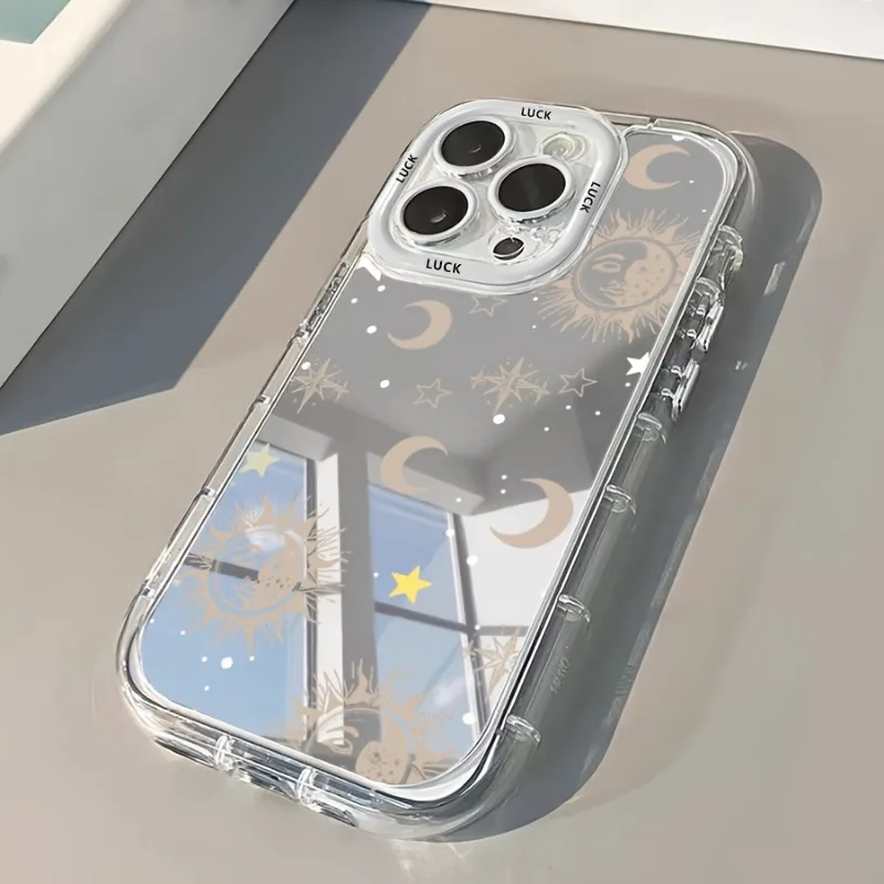 Чехол для телефона «Звезды и Луна» для iPhone 16, 17, 15, 14, 13, 12, 11 Pro Max, 17E, 16E, 7, 8 Plus, XR, X, XS Max, роскошный, с зеркалом для макияжа, мягкий чехол (art.: 3920d8205bd10) - 3920d8205bd10