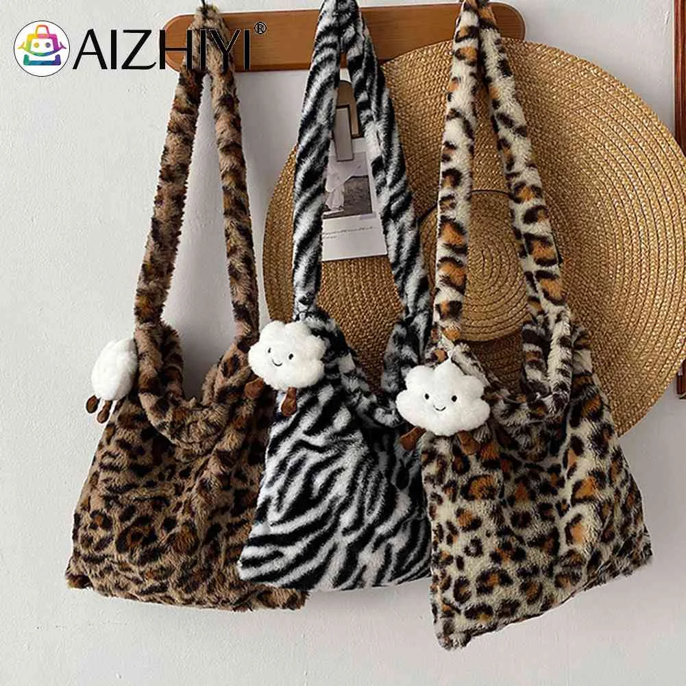 

2022-кроссбоди женская, из искусственного меха, с леопардовым принтом, мягкая, теплая