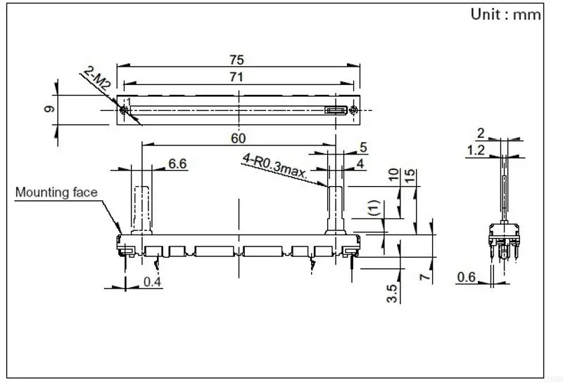 A9BD 5 PCS 75 мм Double B10K Оригинальный B10KX2 POT Mixer Fader