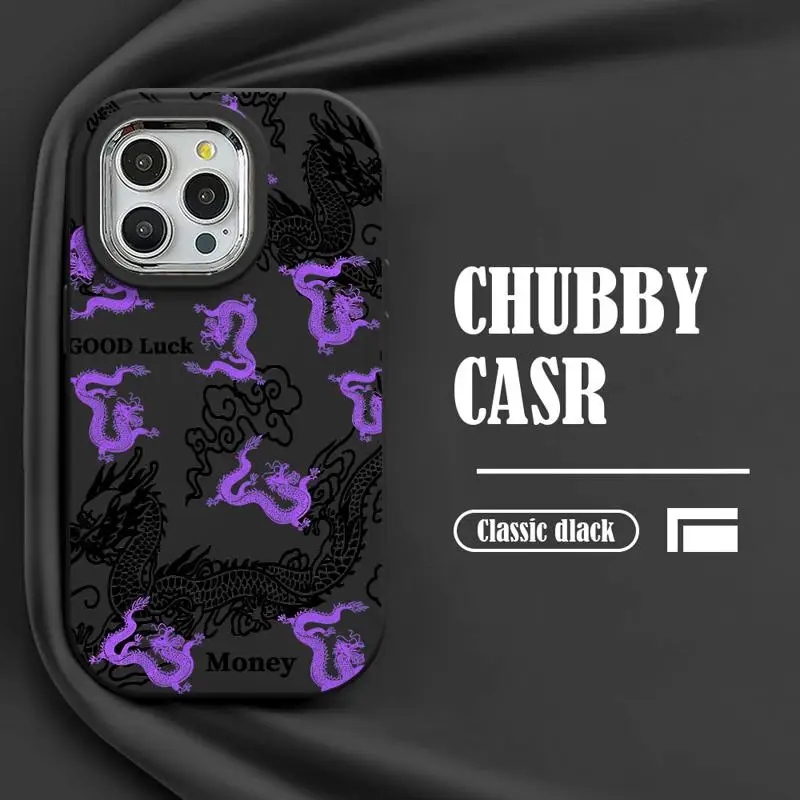 чехол для телефона Apple iPhone 15 14 Pro funda 11 Max 12 Plus 13pro max 15plus 11pro coque Cover Purple Pink Blue Dragon Art