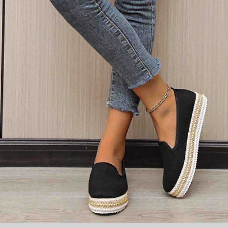 

Spring and Autumn New Women's Vulcanized Shoes Solid Color Round Toe Flat Shoes Outdoor Non-slip Comfortable Casual Shoes