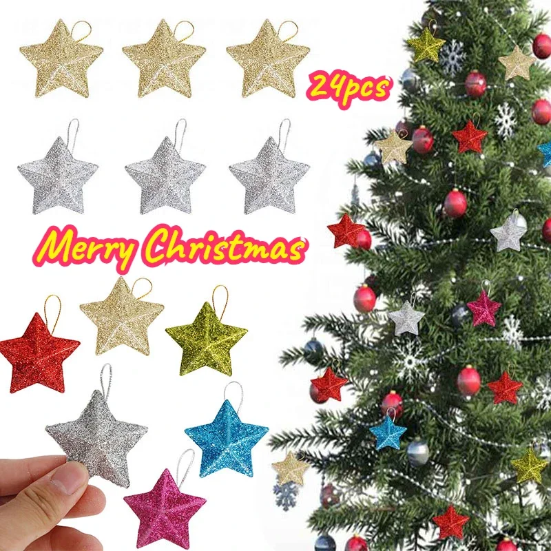 Рождественский блестящий кулон со звездой подвесной орнамент для