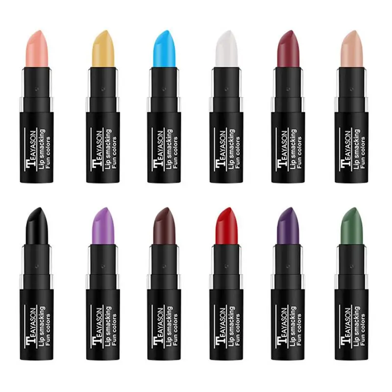 

Vampire Animation Cosplay Makeup Lipstick Set White Blue Green Black Green Nude Color Halloween Creative Makeup Retro Lipstick