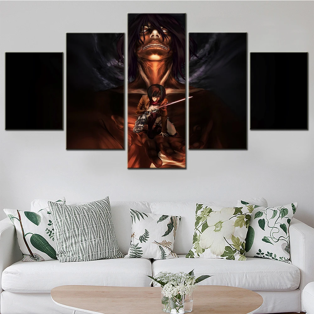 Модульная картина Hd с принтом для украшения дома 5 панелей картины из аниме атака
