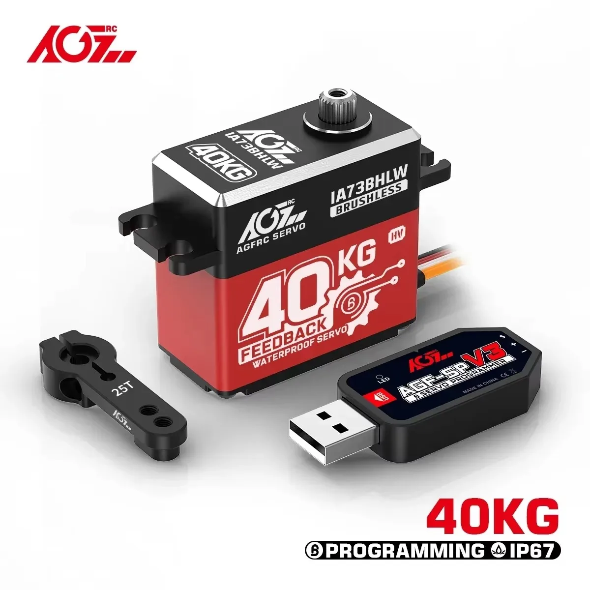 Фото DroMaAGFRC A73BHLW 2S 40KG Высокомоментный 0.100сек Магнитный Водонепроницаемый IP67 Бесщеточный Программируемый Сервопривод с Цифровой Обратной Связью по Положению №3