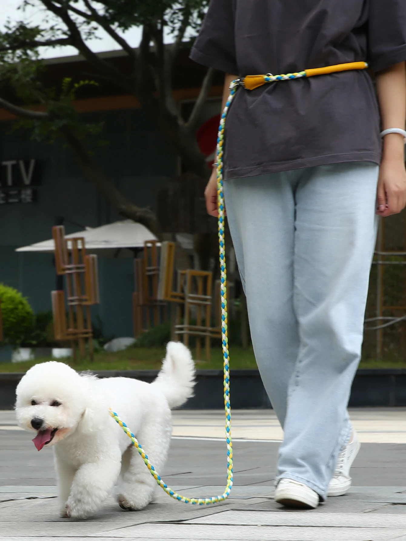 Поводок для собак UFBemo со свободными руками металлический ремень кольцо