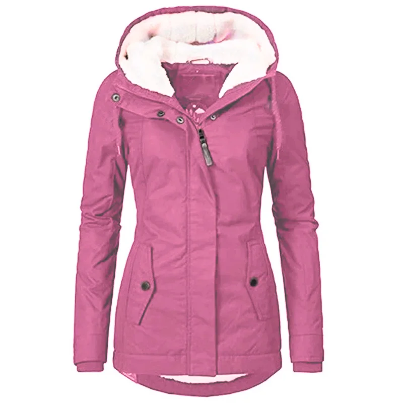 

Zipper Outdoor Jacket for Women Warm Windproof Waterproof Mountaineering ded Coat Autumn Winter Long Sleeve Solid Color Tops