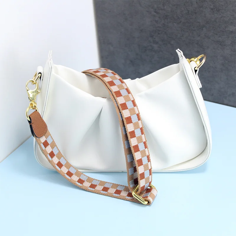 Tinberon Bag Strap for Crossbody Luxury Designer Square Grid Jacquard Shoulder Straps Belt Adjustable Wild Canvas Strap For Bags