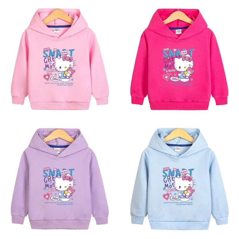 

Anime Hello Kitty Sanrio Kids Sweatshirts Hoodies Kawaii 2023 Babyautumn Clothes Baby Girl Cothes Infant Top Children's Clothing