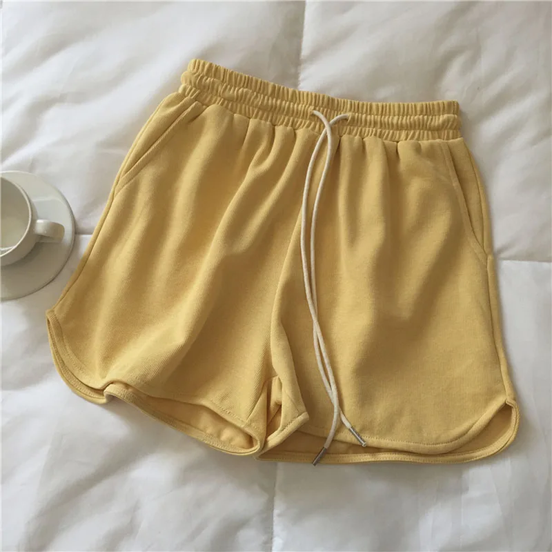 Leisure sports short running wear women's high waist sports thin shorts women's wide leg pants versatile knitted cotton pants