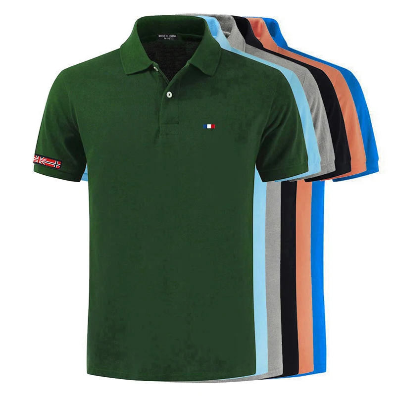 

Мужская летняя рубашка-поло из 100% хлопка, повседневная брендовая рубашка с коротким рукавом, Мужская модная одежда, высококачественные нов...