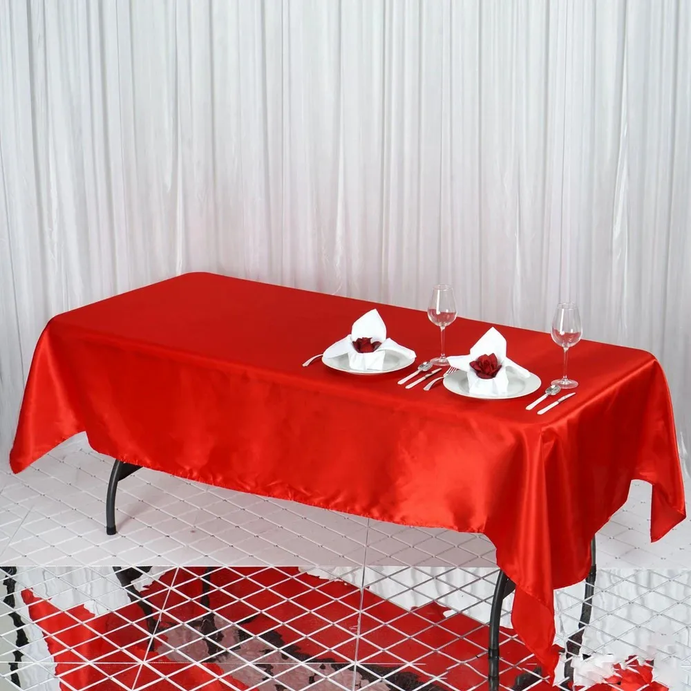 RED 60x102" Satin Tablecloth Rectangle Table Cloth Wedding C