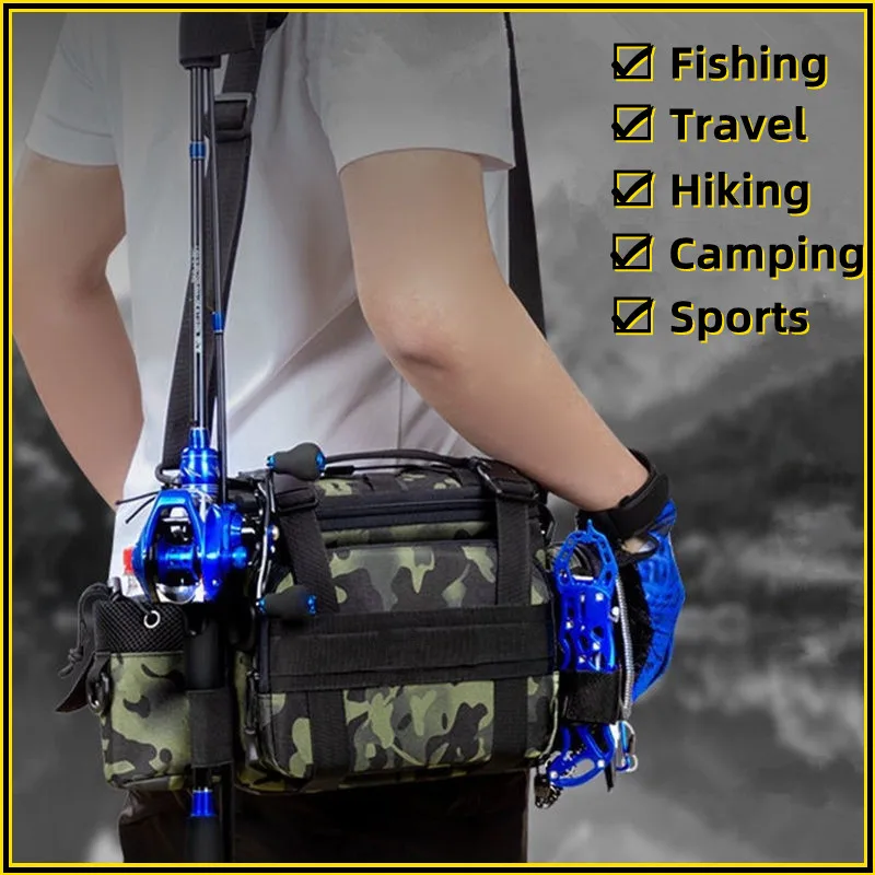 Multifunctional Fishing Bag Fishing Tackle Bag Fish Lures Gear Storage Waist Pack Fishing Rod Bag Shoulder Backpack Pesca Bolsa
