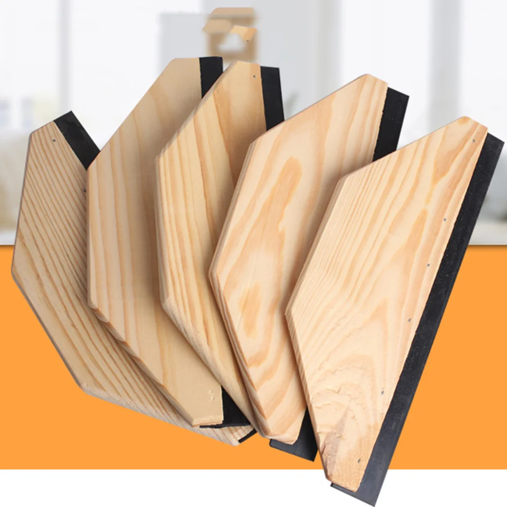 

5 Pcs Film Decal Scraper Convenient Wood Handle Squeegee for Wall Glass Indoor