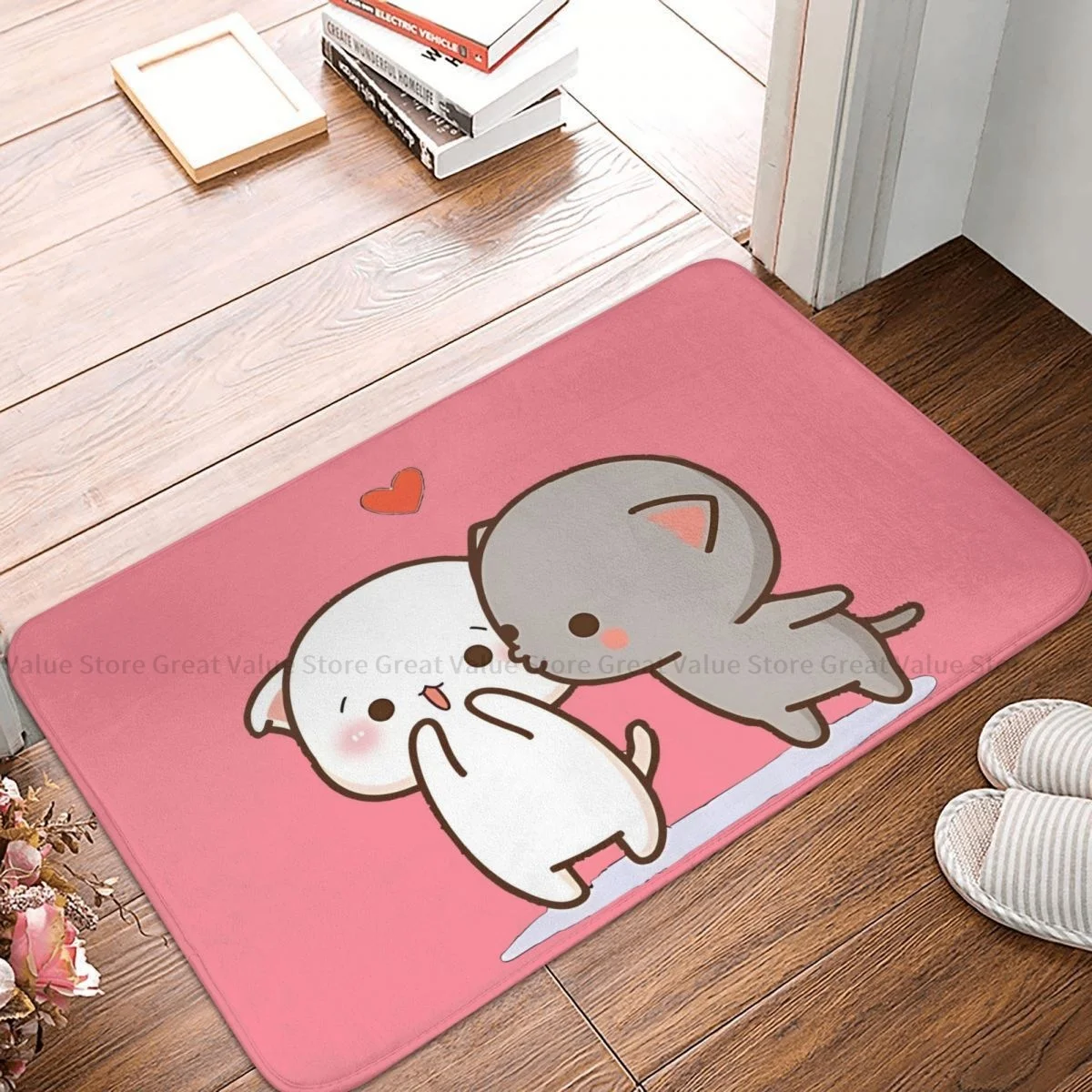 

Peach and Goma Mochi Cat Bedroom Mat Cats Doormat Living Room Carpet Balcony Rug Home Decoration