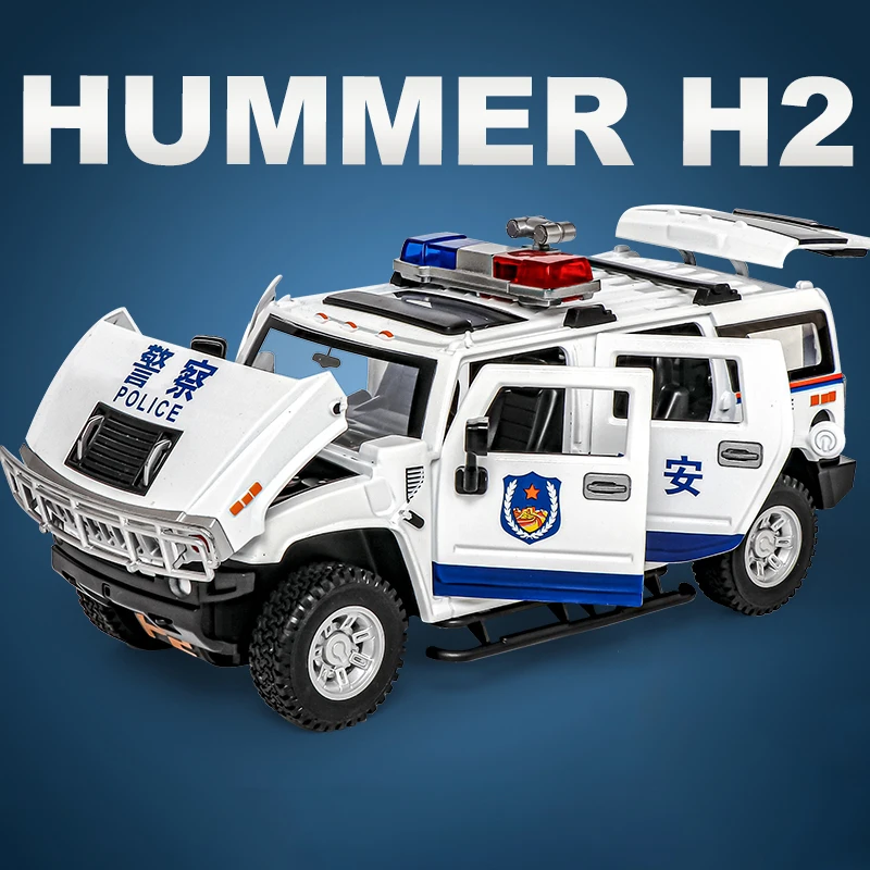 

1:24 Hummer H2 Police Off-Road SUV Alloy Model Car Toy Diecasts Casting Sound and Light Car Toys For Children Vehicle