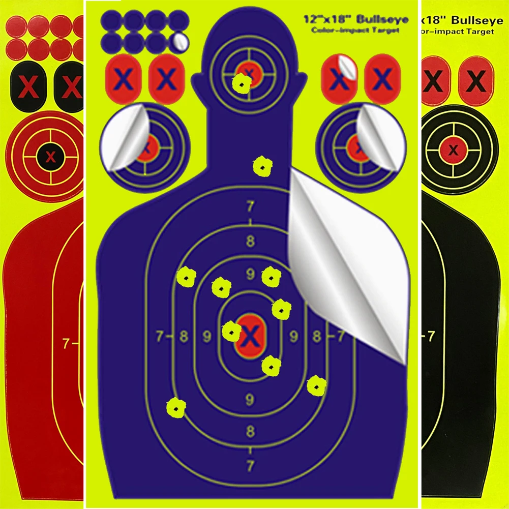

10Pcs Shootings Target 12x18 Inch Splatter Glow Reactive Paper Targets Stickers Color-changing Splash Adhesive Paper Stickers