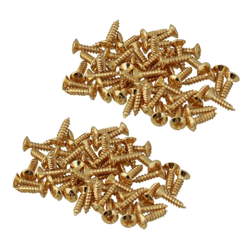 

100X Guitar Bass Screws Parts For Scratchplates Pickguard, Gold