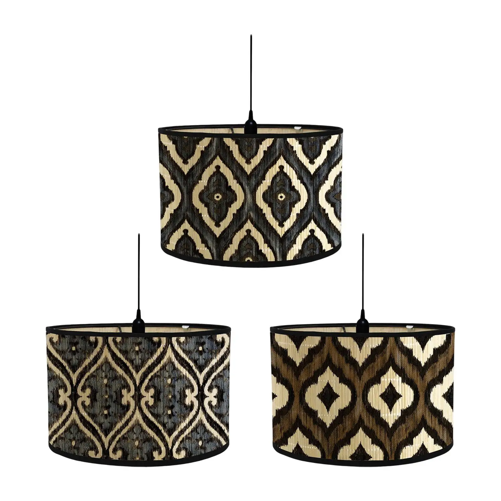

Drum Lamp Shade Print E27 Vintage Style Hanging Light Cover for Chandeliers