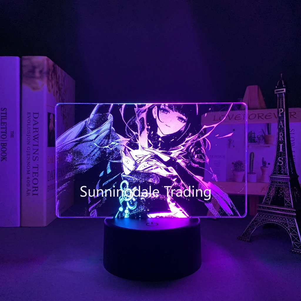 

Anime Genshin Impact Colorful Dual Lamp Raiden Shogun Figure Room Decor Kids Birthday Gift Party Baal Two Tone Led Night Lamp