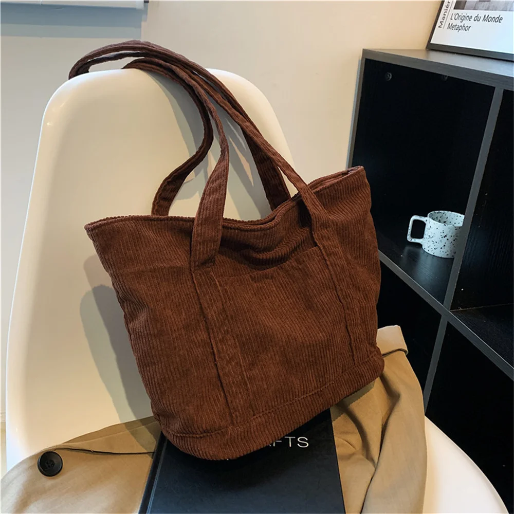 Vegan Corduroy Crossbody Bags Women Fashion Versatile Top Handle Underarm Shoulder Bags Vintage Hasp Buckle Ladies Handbags Domi