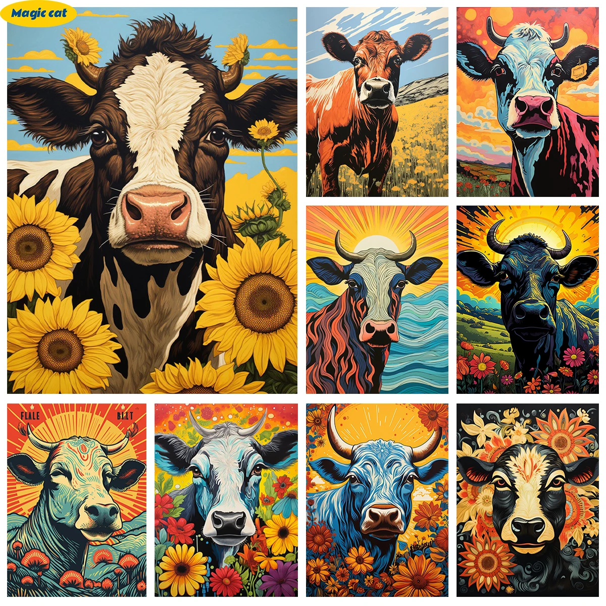 

Dairy Cow 5D Diamond Painting Grassland Cow And Flowers Full Square/Round Diamond Embroidery Cross Stitch Mosaic Hand Home Decor