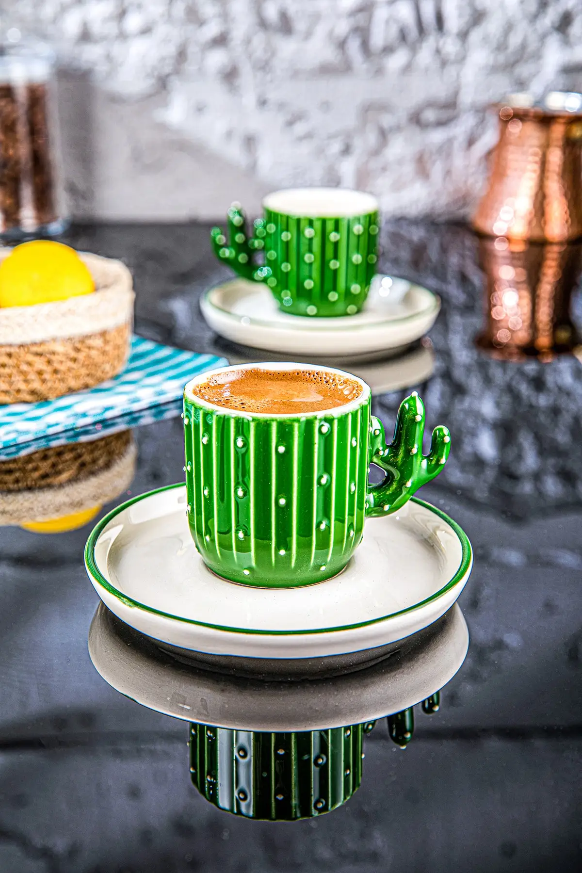 

Opuntia кактус ручной работы 110 мл турецкий кофе, чашка эспрессо зеленая 2 шт., Hediyelik 2 Li Cup❤️Sarı розовый синий фарфор