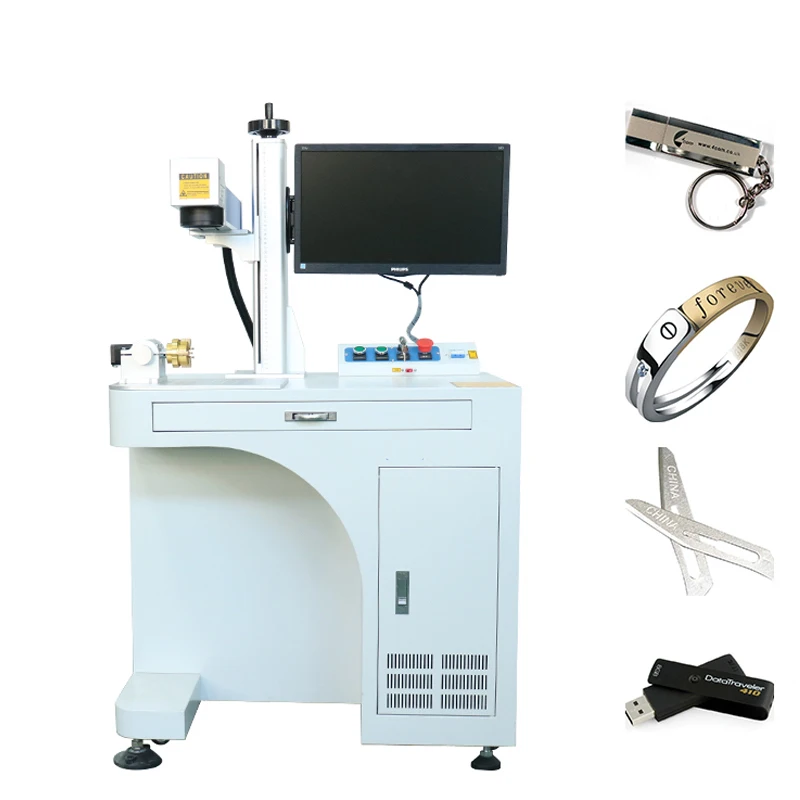20w/30w/50w Fiber Laser Engraving Machine Factory Price Mini Fiber Laser Marker Cnc Laser Engraver Metal with Rotary Axis
