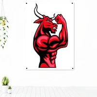 bull muscular body pose fitness workout tapestry wall hanging exercise motivational poster wall art banner flag mural gym decor