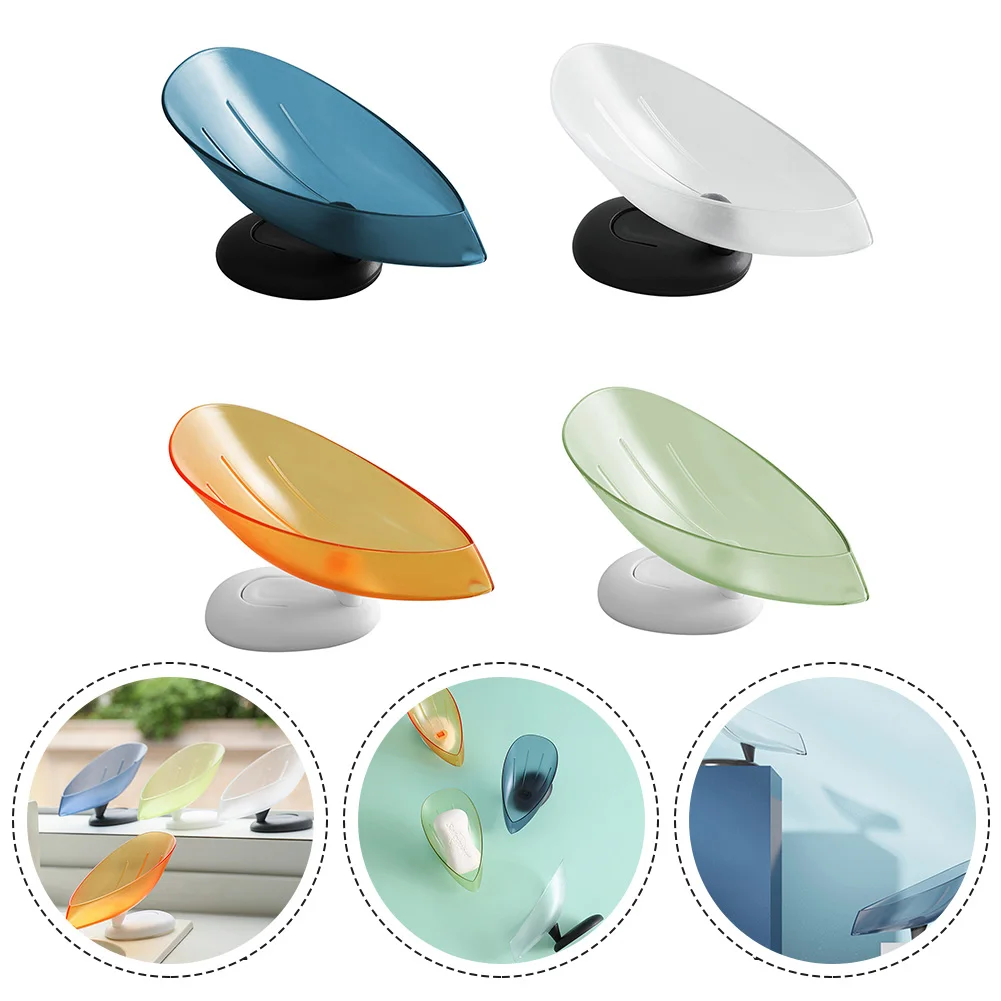 

Drain Soap Dishes Bathroom Leaf Shape Soap Box Holder Sponge Storage Tray Creative Sucker Storage Box