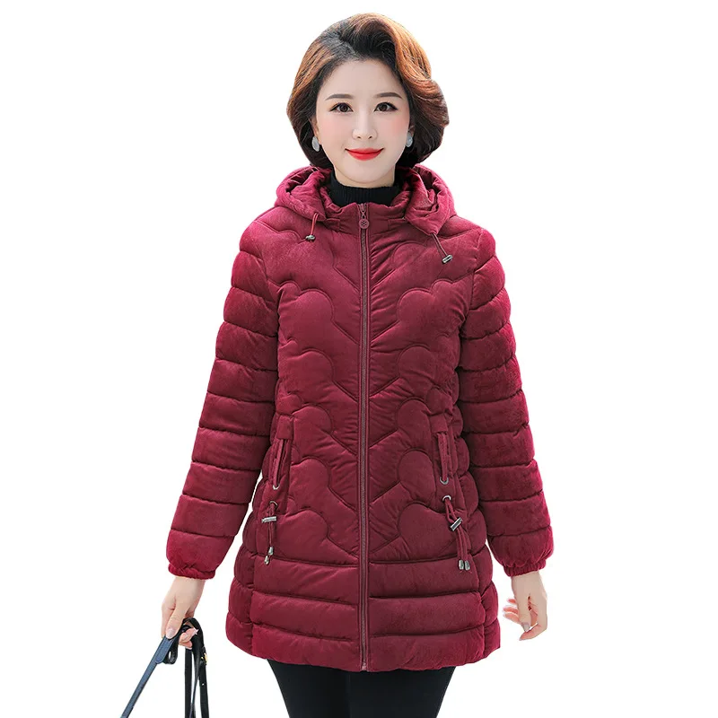 Corduroy Winter Coat Women Puffer Jacket Winter New Korean Style Long Ladies Over-the-knee Cotton Padded Jacket Keep Warm