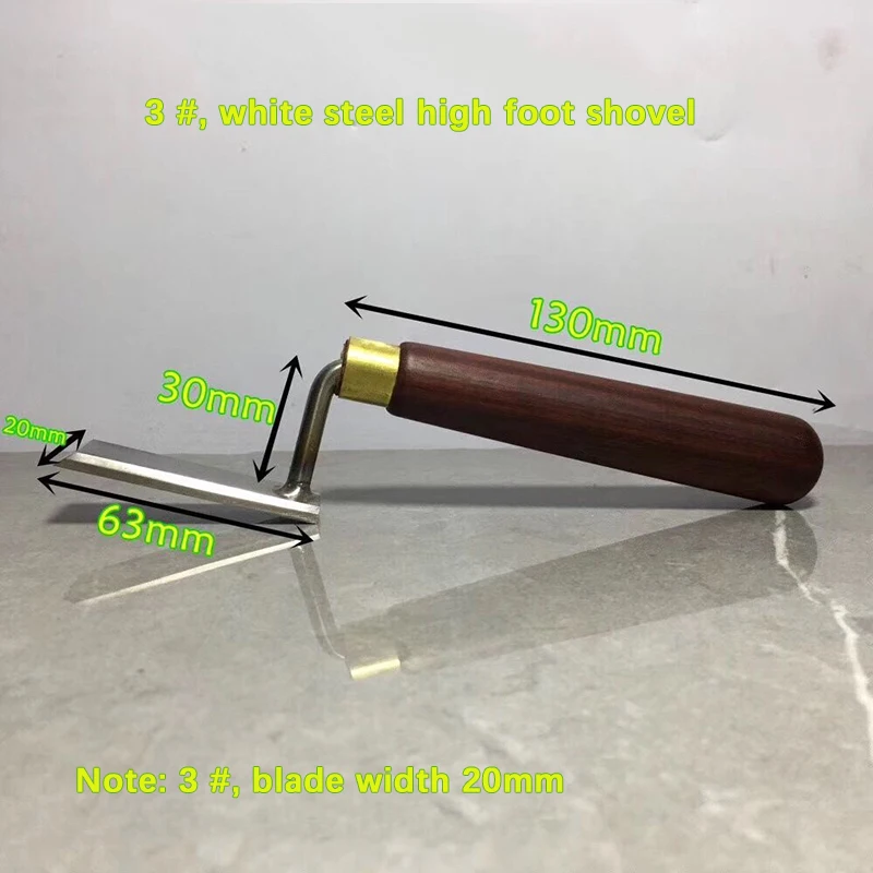 Фото Белый стальной скребок с изогнутой ручкой для резьбы по дереву и лепки из глины №1