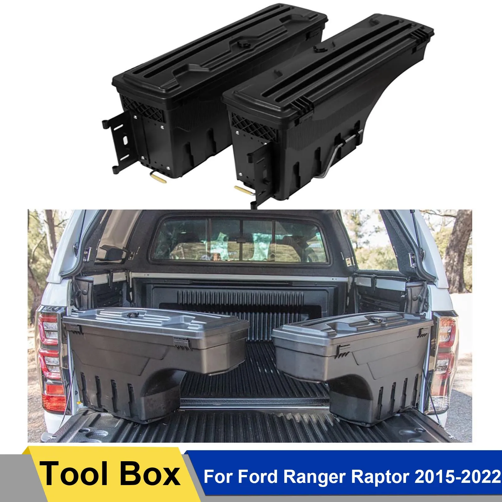 

Tool Box Storage Tailgate Swing Case Storage for Ford Ranger Raptor 2015-2023 Matte Black Trunk