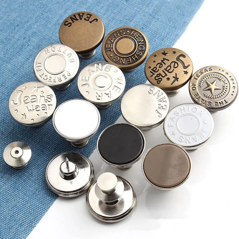 New High-quality 1pcs Stretch Jeans Button Adjustable and Removable Nail-free Metal Artifact Big To Small Waist Buckle - купить по