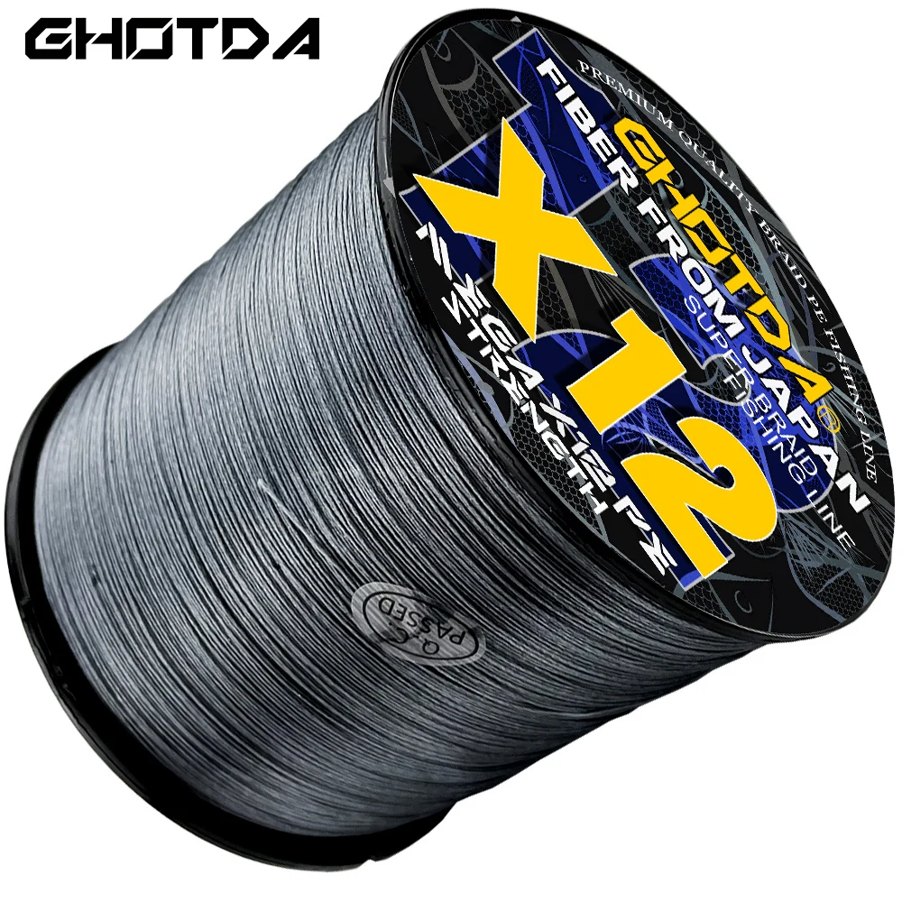 

Гладкая плетеная полиэтиленовая многонитевая леска GHOTDA X12 300/500/1000 м, суперпрочная плетеная рыболовная леска для крупной рыбы